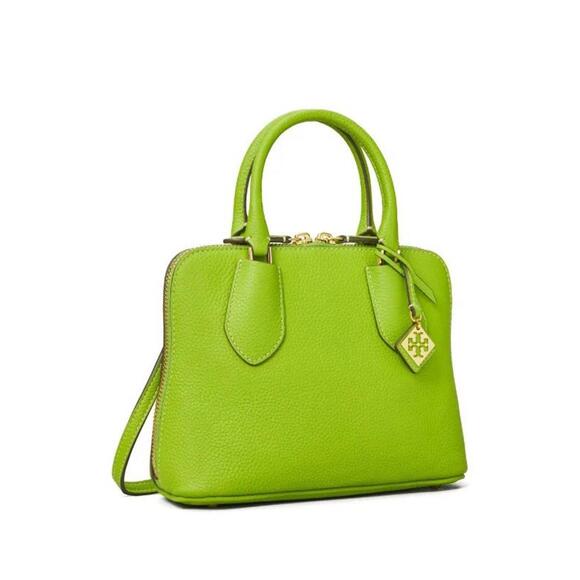 NWT Tory Burch Mini Swing Satchel Bag Crossbody Pebbled Leather Green Spring - Picture 4 of 12